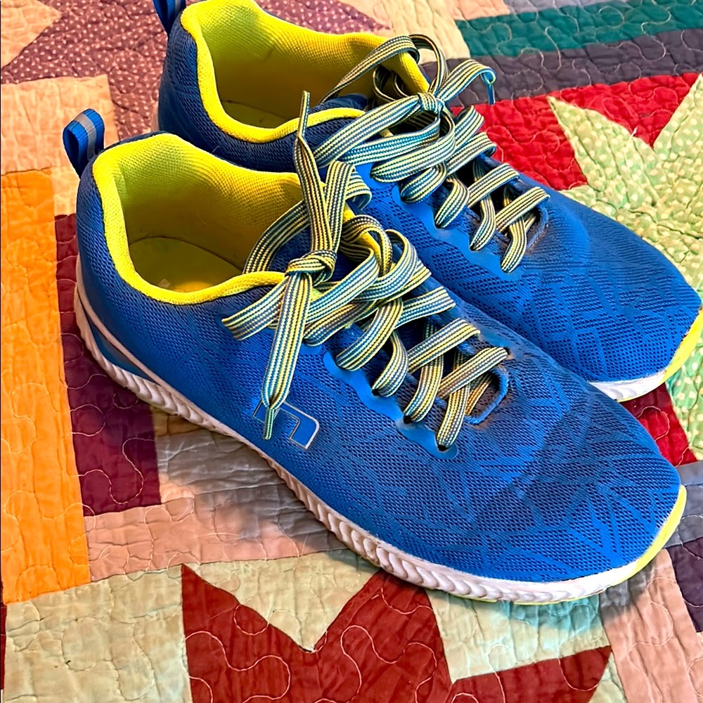 Blue and Yellow Athletic Sneakers Hind 10